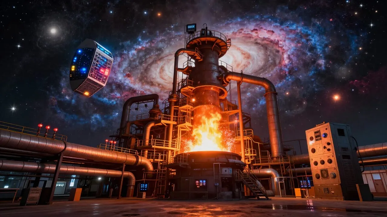 A massive foundry in the center of a spiral galaxy.